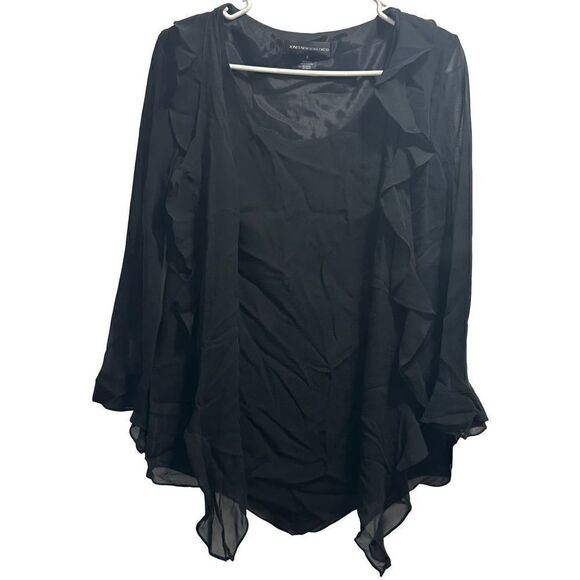 Women's Black Jones New York Dress Silk Flowy Career Blouse Size 6 - Picture 1 of 8